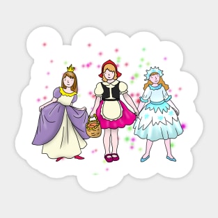 Cartoon littles girls in carnival costumes Sticker